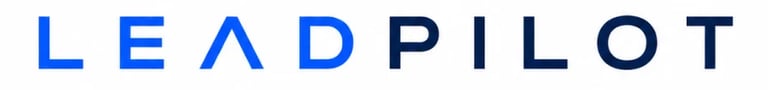 Lead Pilot logo with blue text and dark blue letters